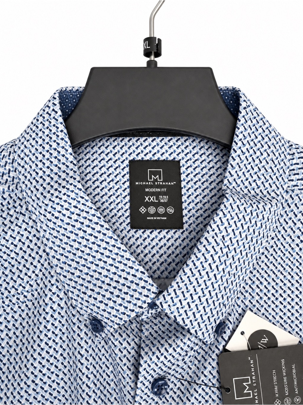Men's Light Blue Micro-Pattern Button-Down Shirt - Picture 3 of 4